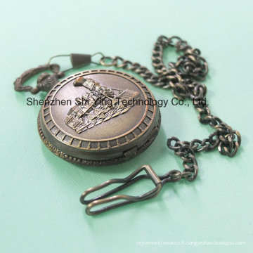 Custom Japan Movement Analog Quartz Pocket Watch with Train